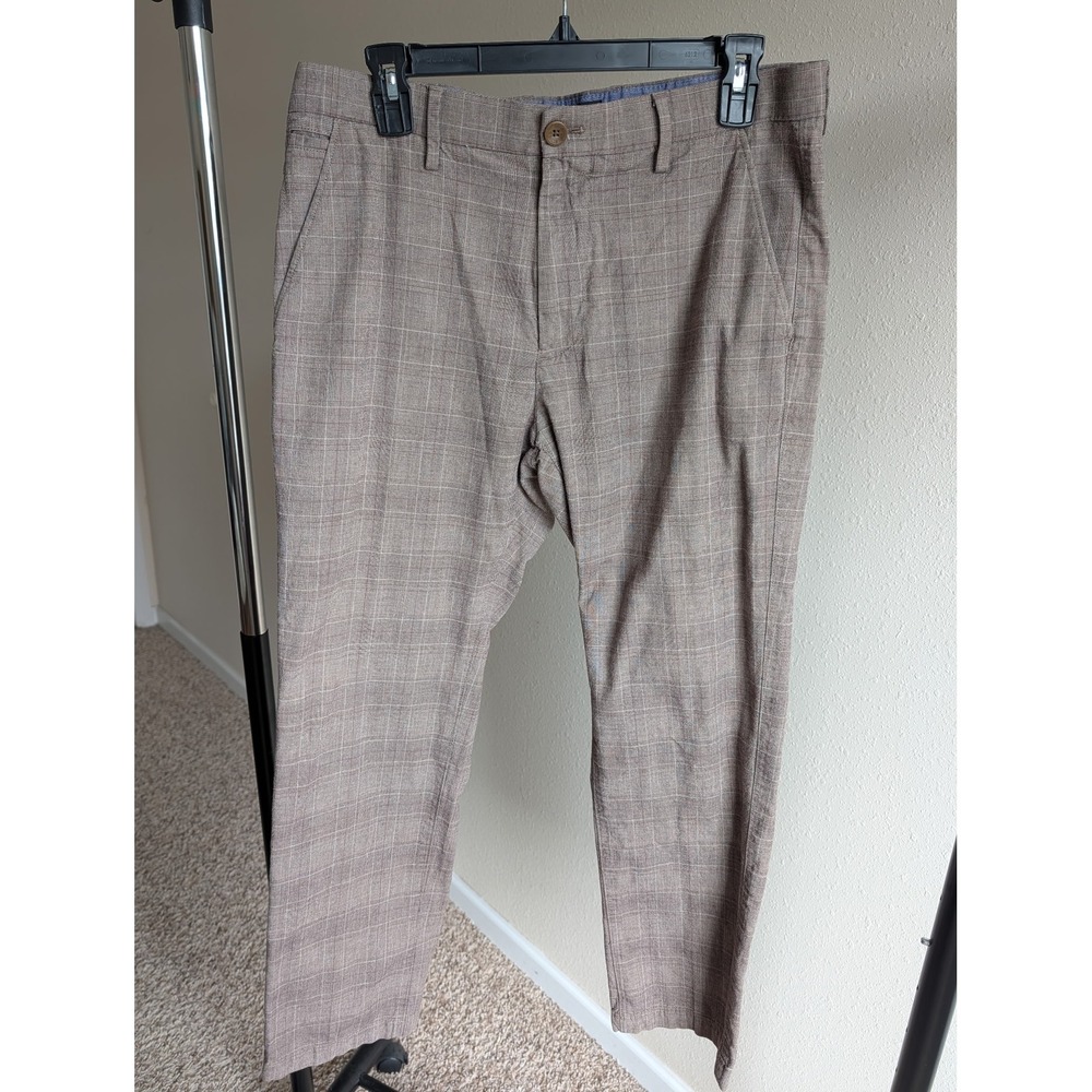 Banana Republic Kentfield Pant Brown Plaid Cotton Trousers 32x30 Mens